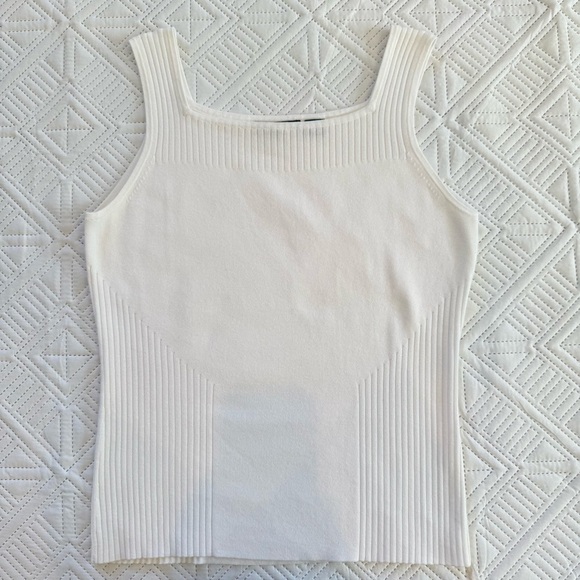 Jeanne Pierre Square Neck White Tank Top Size S - Picture 8 of 8